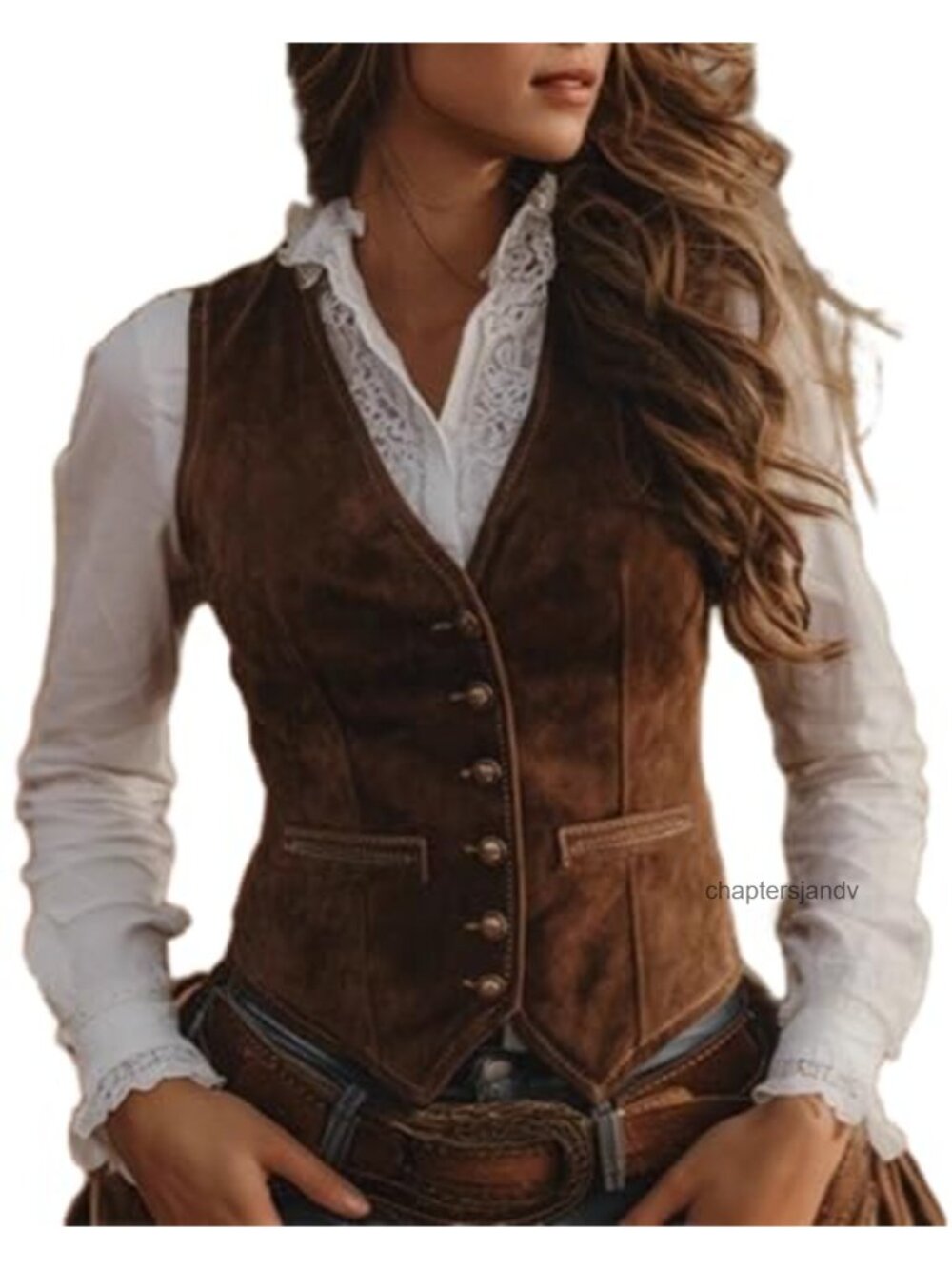 Cropped Suede Vest Women Western Sleeveless V Neck Button Down Suit Vest